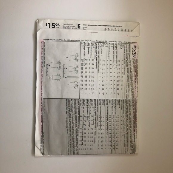 3 for $20 McCall’s Sewing Pattern M5708  DD - Picture 2 of 3